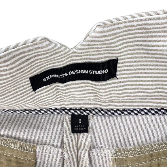Express Design Studio Women's Size 8 Beige/White Vertical Striped Bermuda Shorts - Picture 2 of 4
